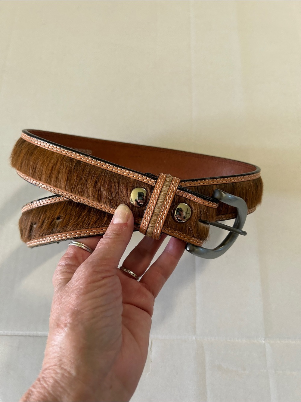MONTANA SOUTHWEST DESIGNS VINTAGE WESTERN CALF HAIR (COWHIDE LEATHER BELT sz30